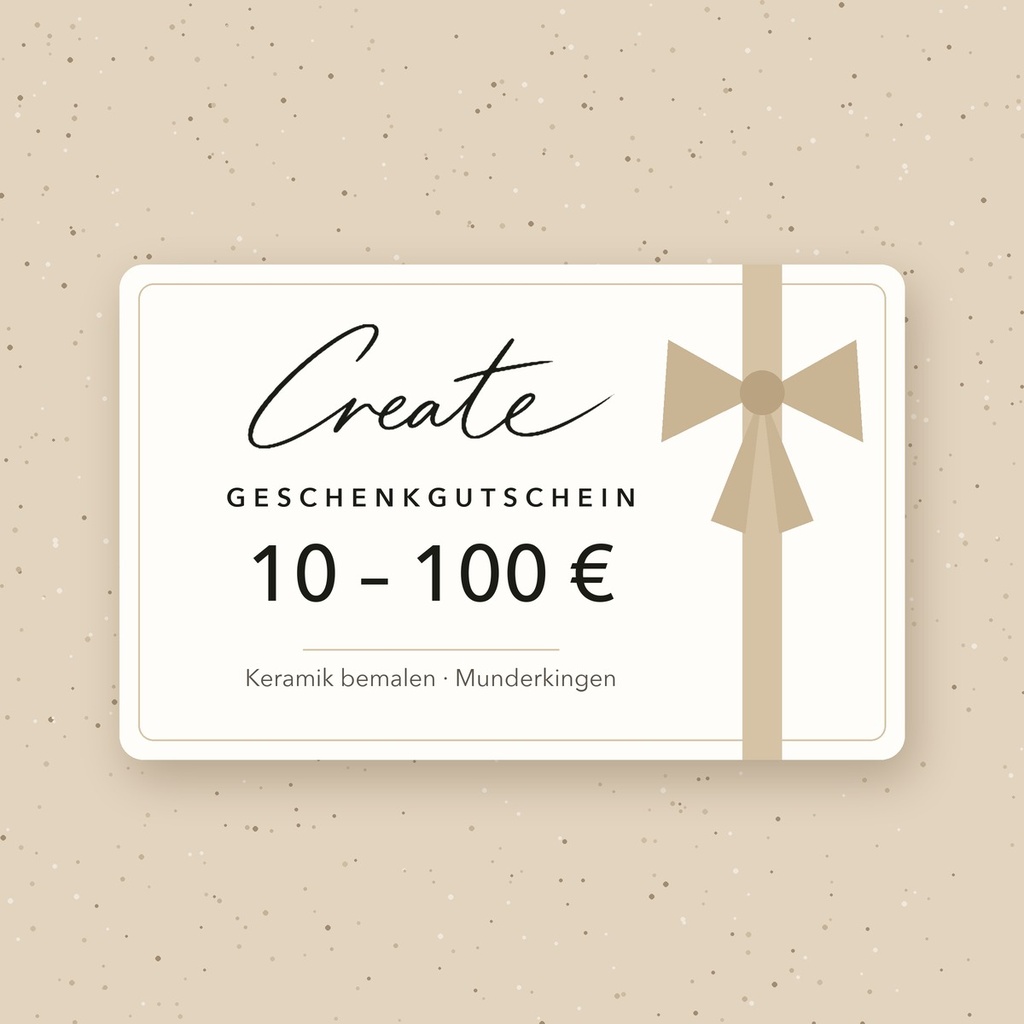 Geschenkgutschein von Create Munderkingen – Keramik bemalen